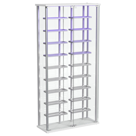 Montara Chrome Tempered Glass Wine Storage Display Curio Cabinet with LED Lighting from Coaster - Luna Furniture