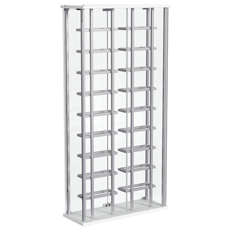Montara Chrome Tempered Glass Wine Storage Display Curio Cabinet with LED Lighting from Coaster - Luna Furniture