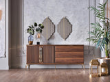 Montego Walnut/Carlino Marble Buffet Mirror from Bellona - Luna Furniture