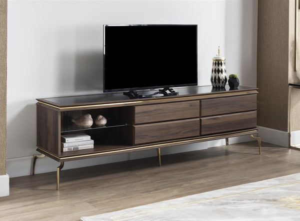 Montego Walnut/Carlino Marble TV Stand