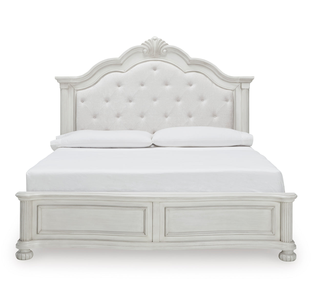 Montelaine Antique White Upholstered Panel Bedroom Set from Ashley - Luna Furniture