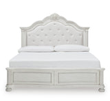 Montelaine Antique White Upholstered Panel Bedroom Set from Ashley - Luna Furniture