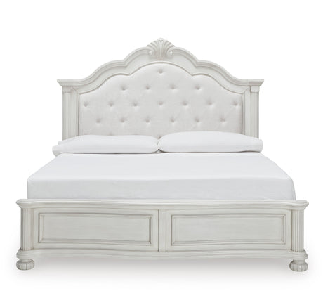 Montelaine Antique White California King Upholstered Panel Bed from Ashley - Luna Furniture