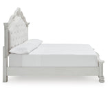 Montelaine Antique White California King Upholstered Panel Bed from Ashley - Luna Furniture