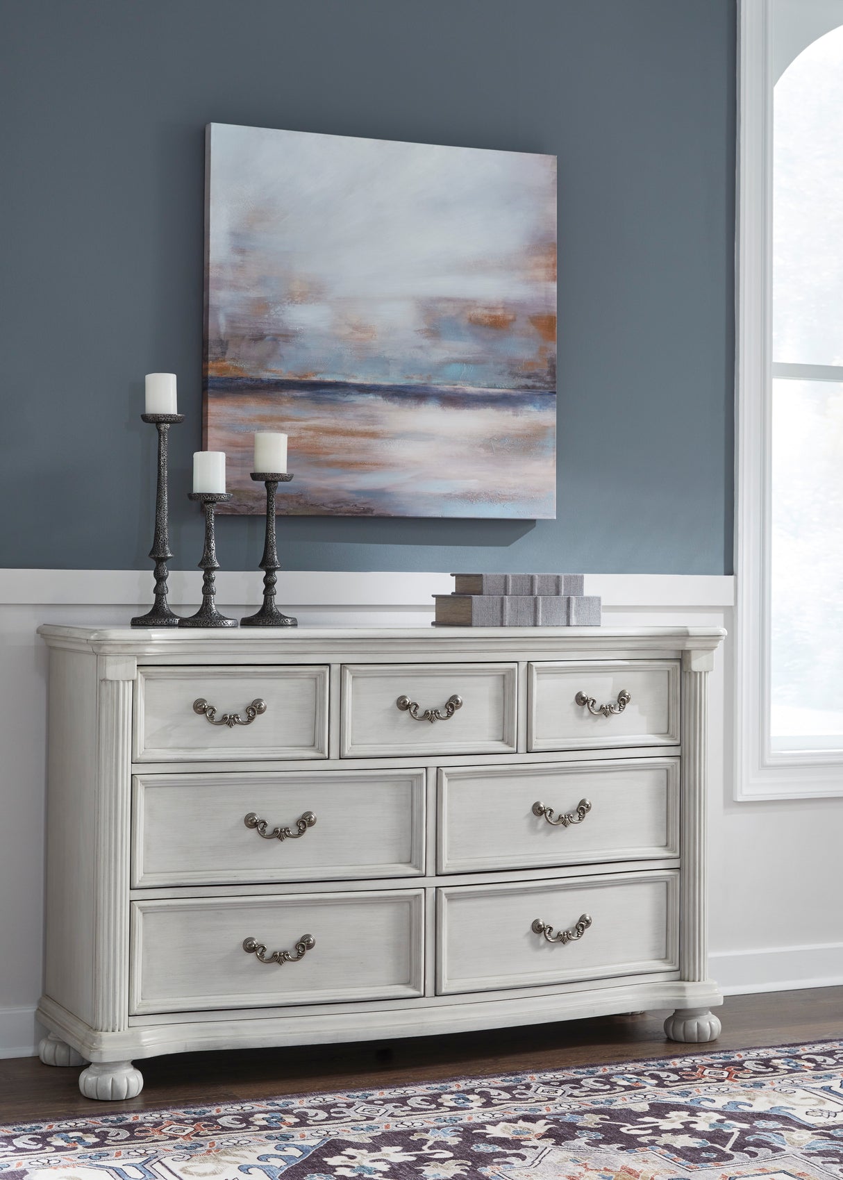 Montelaine Antique White Upholstered Panel Bedroom Set from Ashley - Luna Furniture