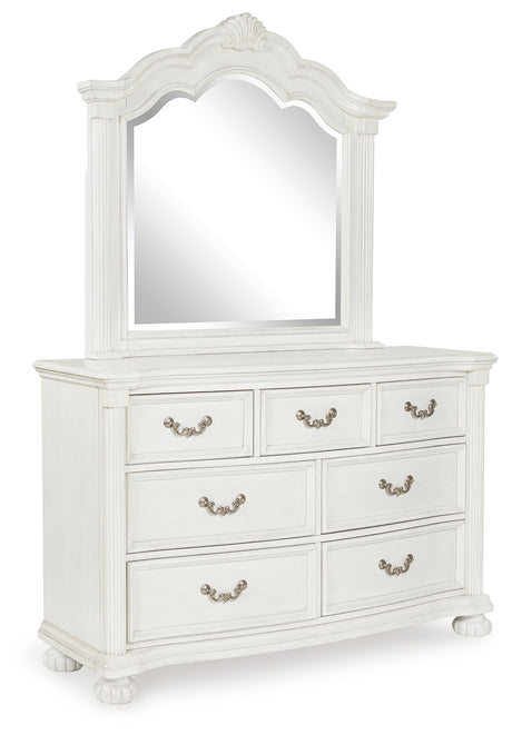Montelaine Antique White Dresser and Mirror from Ashley - Luna Furniture