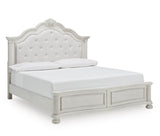 Montelaine Antique White Upholstered Panel Bedroom Set from Ashley - Luna Furniture