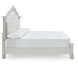 Montelaine Antique White Upholstered Panel Bedroom Set from Ashley - Luna Furniture