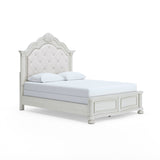 Montelaine Antique White Queen Upholstered Panel Bed from Ashley - Luna Furniture
