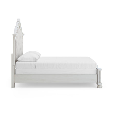 Montelaine Antique White Queen Upholstered Panel Bed from Ashley - Luna Furniture