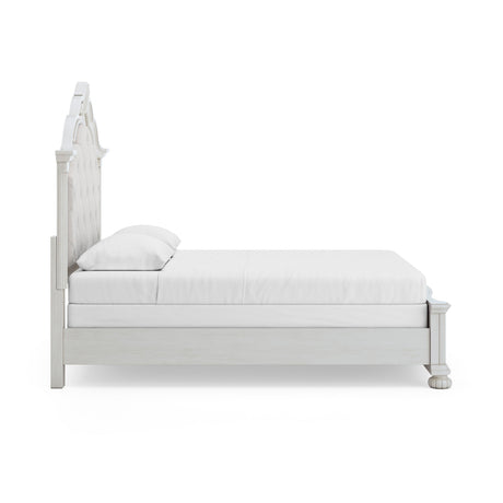 Montelaine Antique White Queen Upholstered Panel Bed from Ashley - Luna Furniture