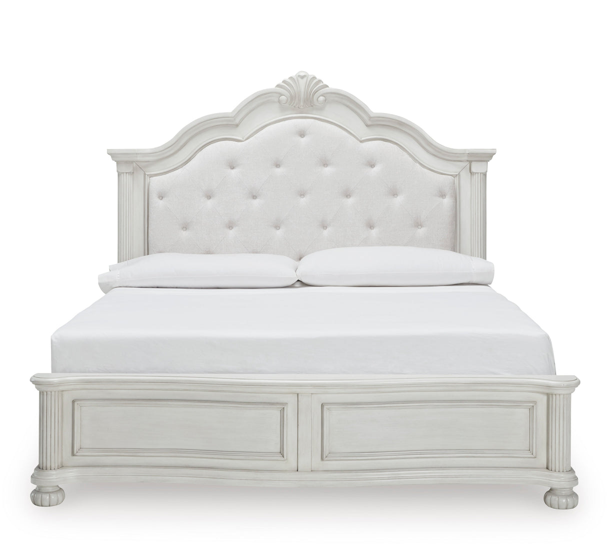 Montelaine Antique White Upholstered Panel Bedroom Set from Ashley - Luna Furniture