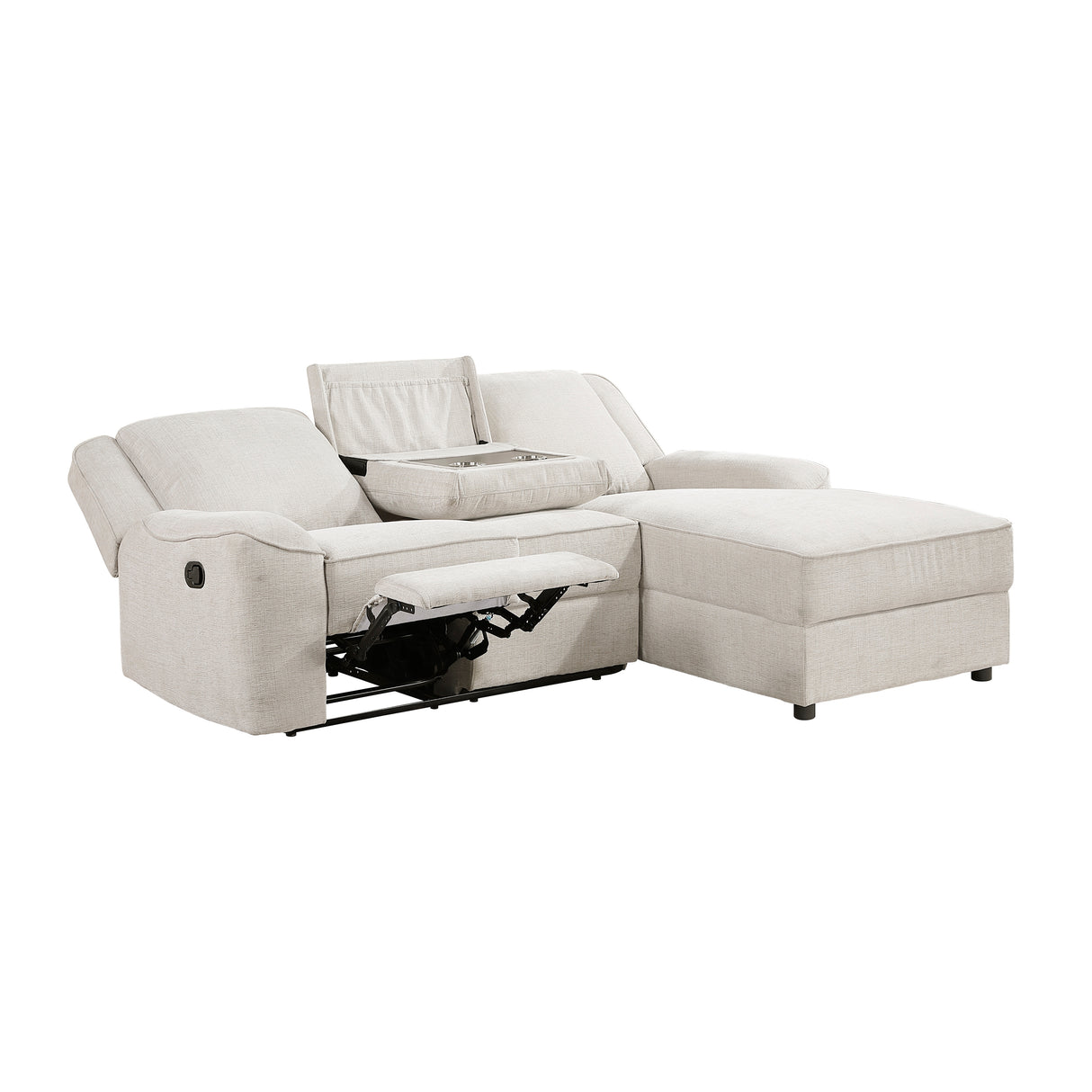 Monterey Beige Chenille Reclining Sectional with Right Chaise from Homelegance - Luna Furniture