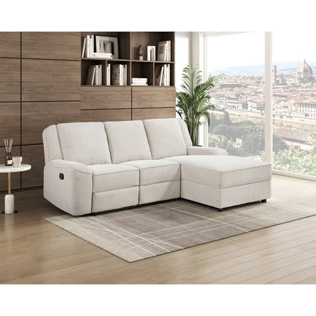 Monterey Beige Chenille Reclining Sectional with Right Chaise from Homelegance - Luna Furniture