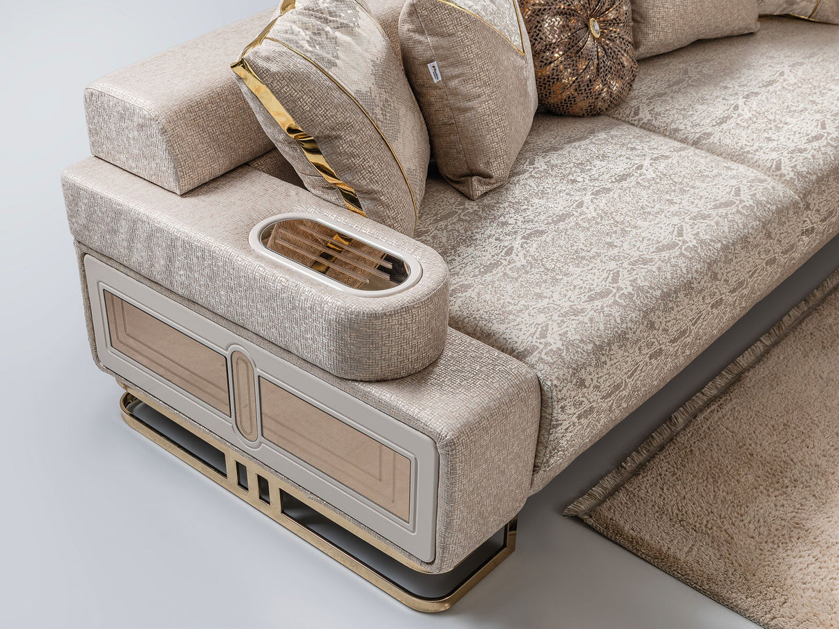 Monza Convertible Loveseat in Cream from Furnia - Luna Furniture
