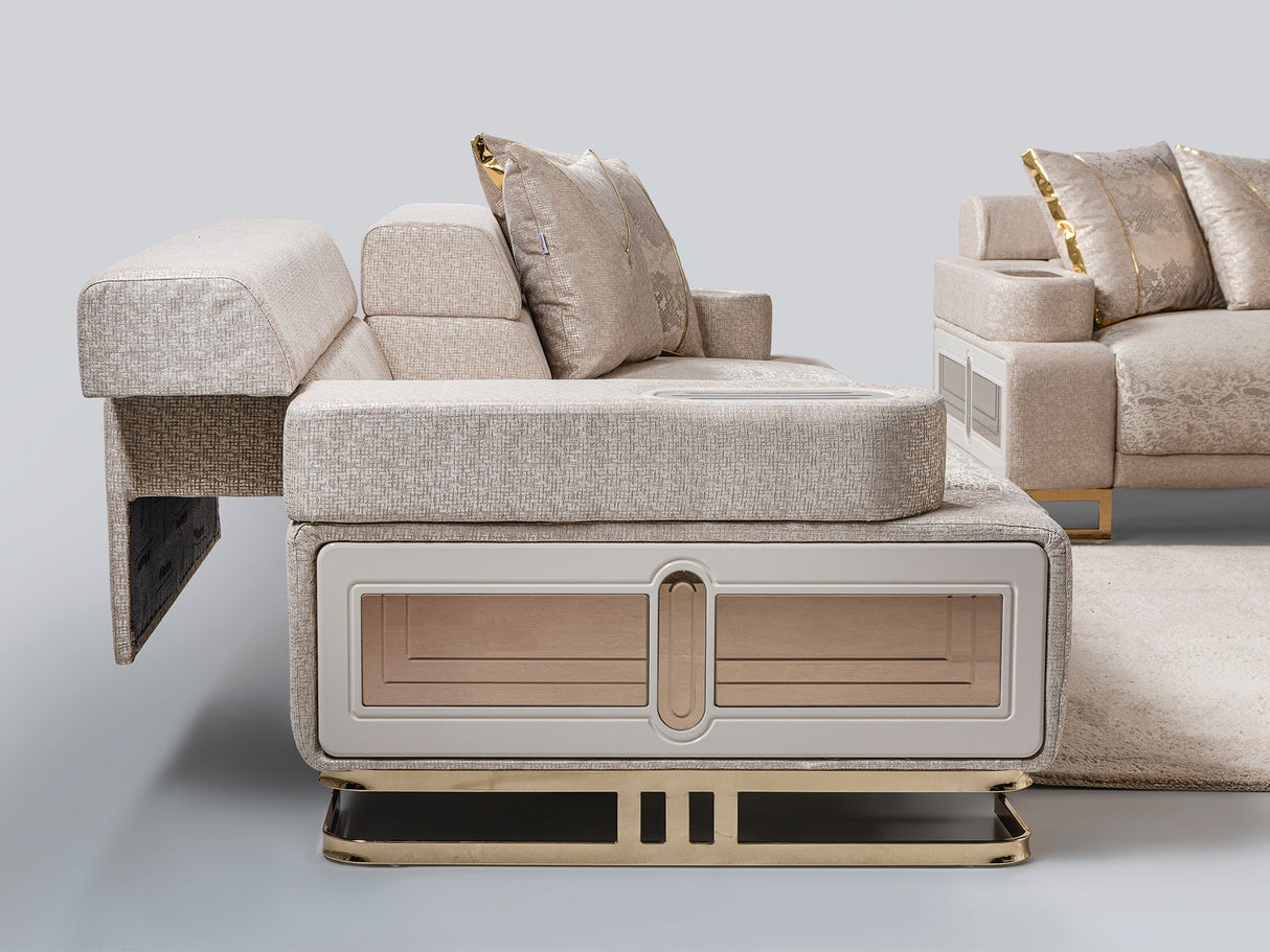 Monza 3-pieces (Sofa & Loveseat & Chair) Livingroom Set in Cream from Furnia - Luna Furniture