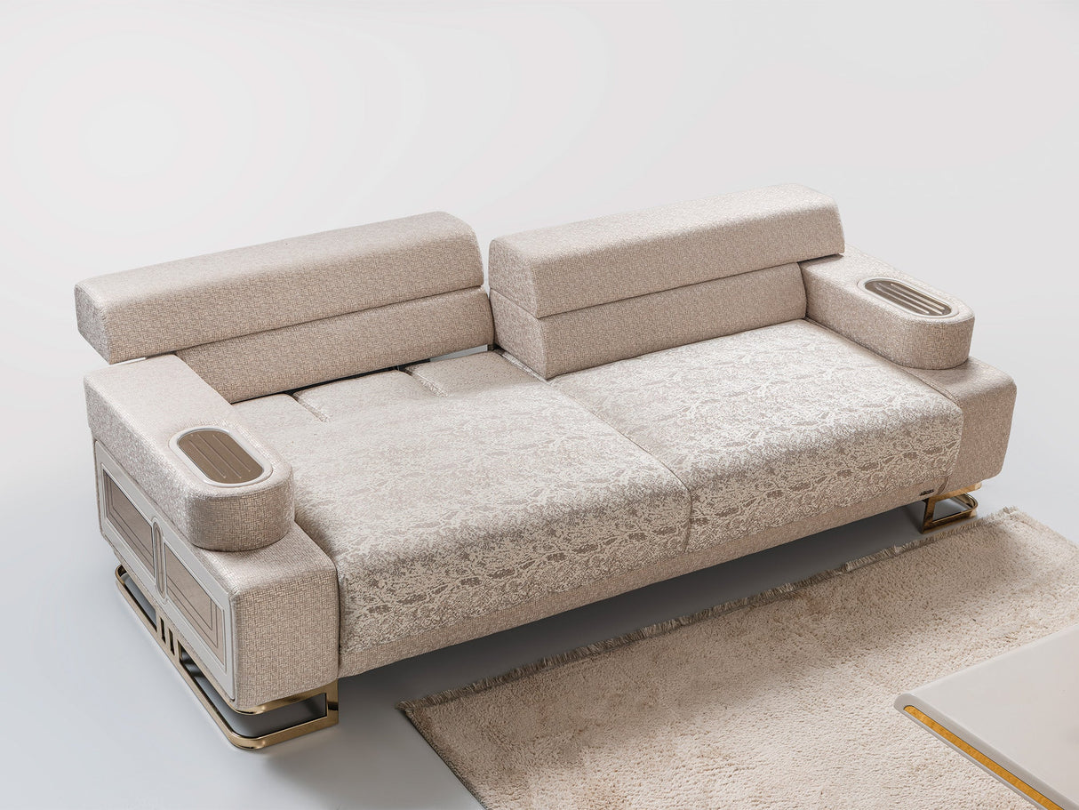 Monza Convertible Loveseat in Cream from Furnia - Luna Furniture