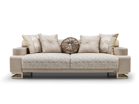 Monza 3-pieces (Sofa & Loveseat & Chair) Livingroom Set in Cream from Furnia - Luna Furniture