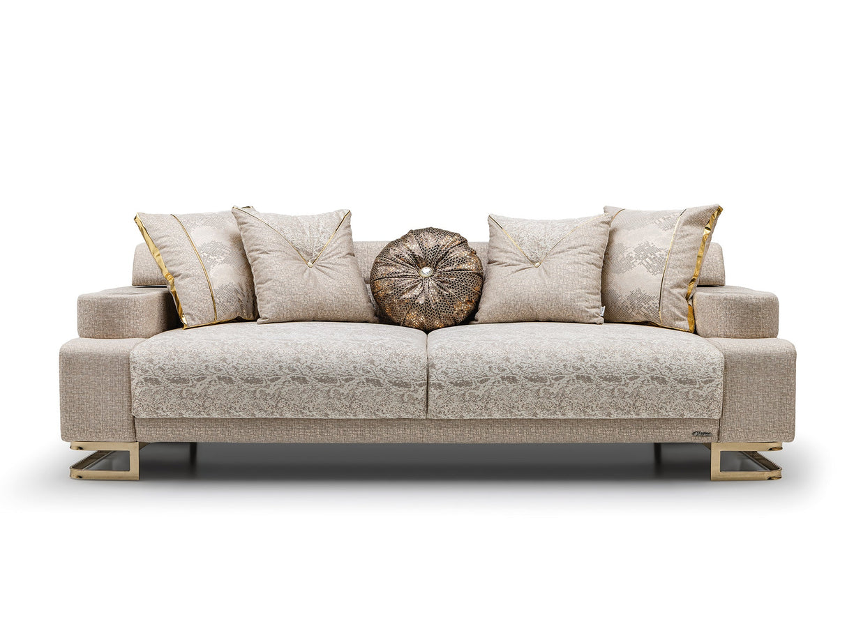 Monza Convertible Sofa in Cream from Furnia - Luna Furniture