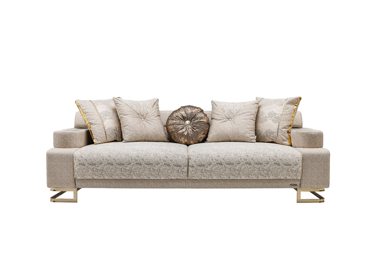 Monza 3-pieces (Sofa & Loveseat & Chair) Livingroom Set in Cream from Furnia - Luna Furniture
