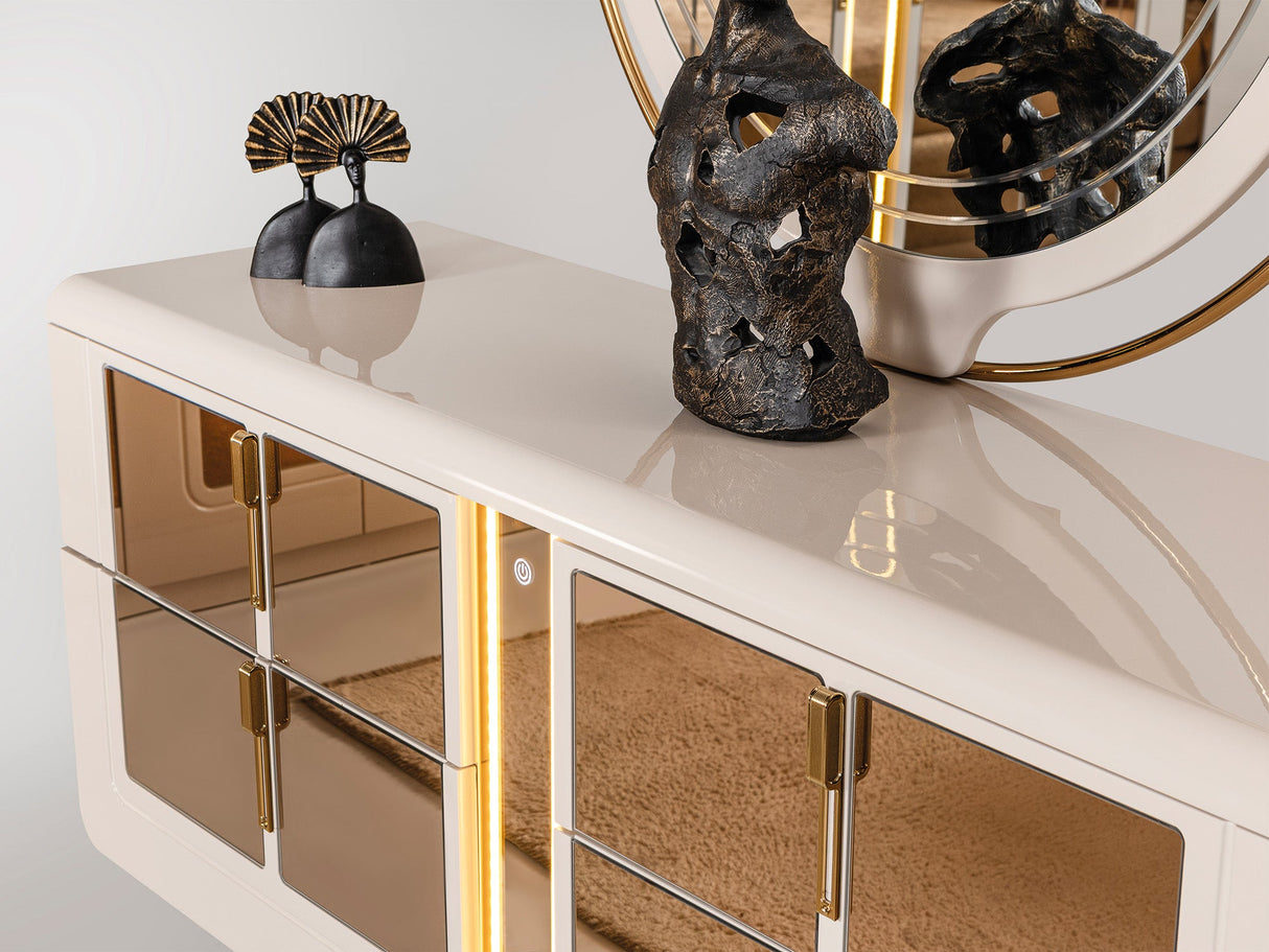 Monza Bedroom (Queen Frame With Headboard & Dresser With Mirror & 2 Nightstand) from Furnia - Luna Furniture