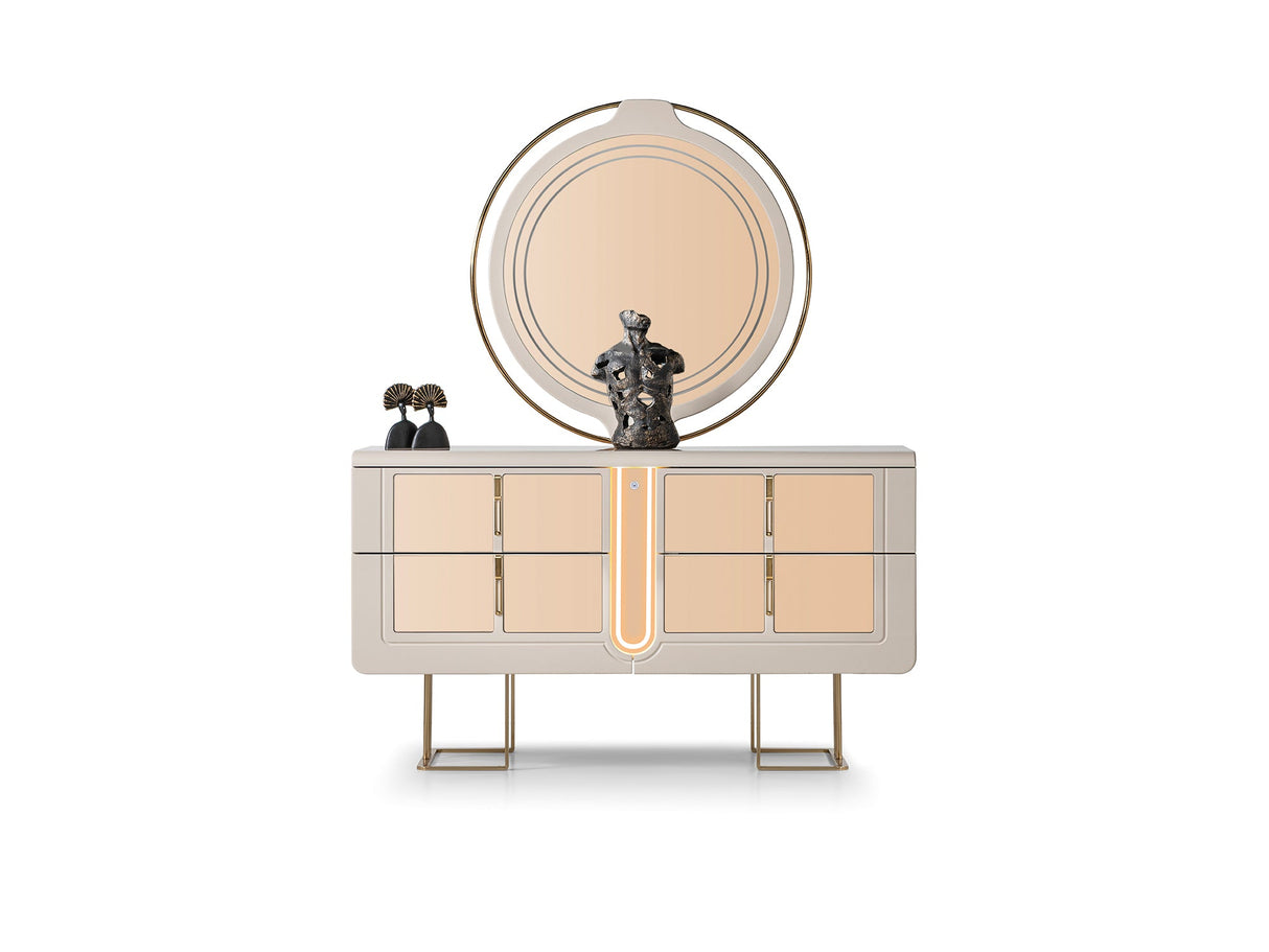 Monza Bedroom (Queen Frame With Headboard & Dresser With Mirror & 2 Nightstand) from Furnia - Luna Furniture