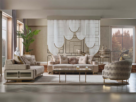 Monza 3-pieces (Sofa & Loveseat & Chair) Livingroom Set in Cream from Furnia - Luna Furniture