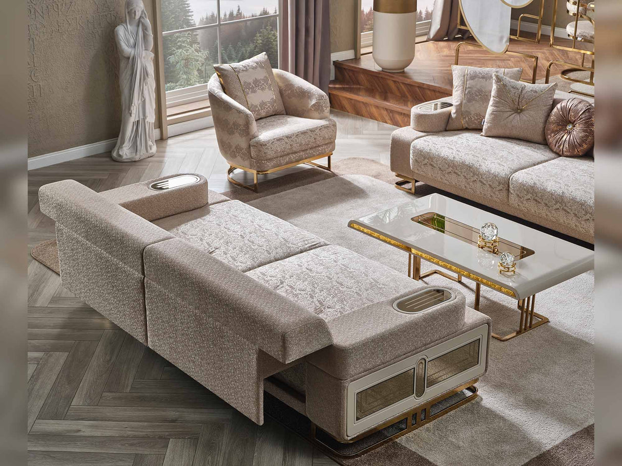 Monza Convertible Sofa in Cream from Furnia - Luna Furniture