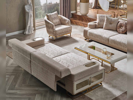 Monza Convertible Loveseat in Cream from Furnia - Luna Furniture