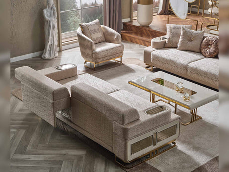 Monza 3-pieces (Sofa & Loveseat & Chair) Livingroom Set in Cream from Furnia - Luna Furniture