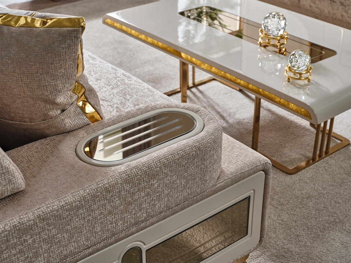 Monza Convertible Sofa in Cream from Furnia - Luna Furniture