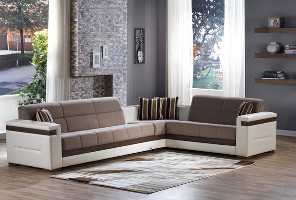 Moon Platin Mustard Storage Sleeper Sectional