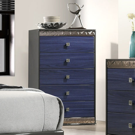 indigo blue dresser Furniture of America Morcote Ash Gray/Indigo Blue Dresser