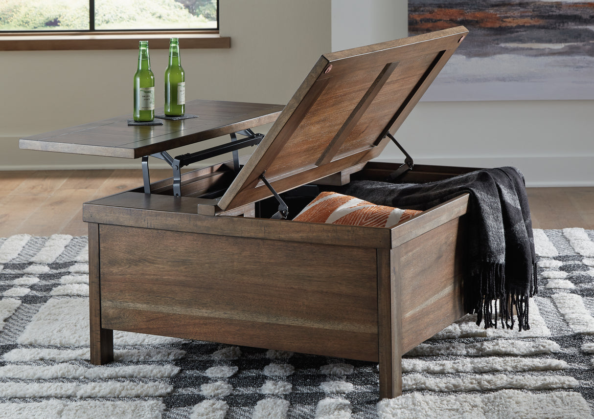 Moriville Coffee Table with 1 End Table in Grayish Brown from Ashley Furniture - Luna Furniture