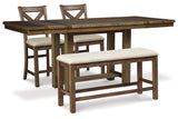 Moriville Grayish Brown Counter Height Dining Table and 2 Barstools and Bench from Ashley - Luna Furniture