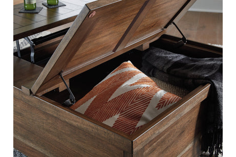 Moriville Grayish Brown Lift-top Coffee Table and 2 Chairside End Tables from Ashley - Luna Furniture