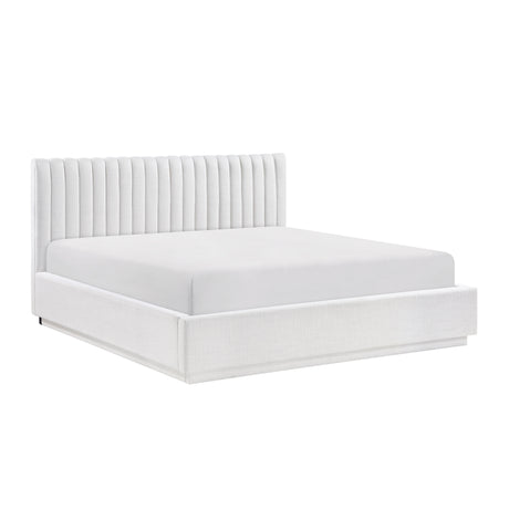 Mulvane Natural Eastern King Upholstered Platform Bed from Homelegance - Luna Furniture