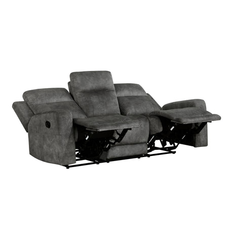 Muncie Brownish Gray Double Reclining Sofa from Homelegance - Luna Furniture