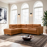 Muncie Cognac Vegan Leather LAF Sectional Sofa with Plush Cushions from Ashcroft Furniture - Luna Furniture