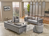 Munich 3-pieces (Sofa & Loveseat & Chair) Livingroom Set in Grey from Furnia - Luna Furniture