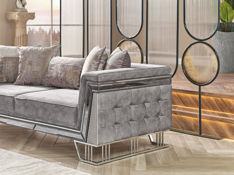 Munich Stationary Sofa in Grey from Furnia - Luna Furniture