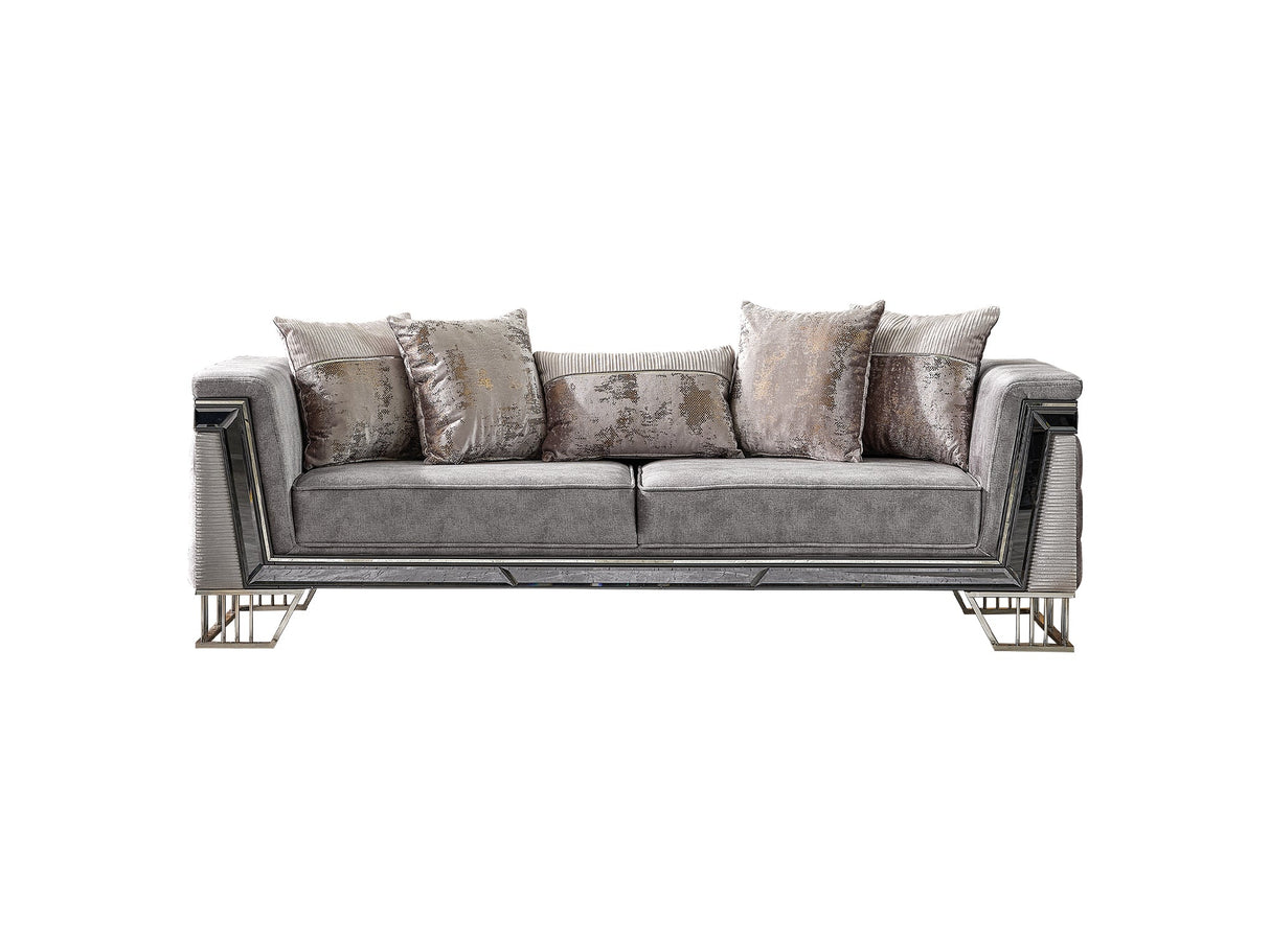 Munich 3-pieces (Sofa & Loveseat & Chair) Livingroom Set in Grey from Furnia - Luna Furniture
