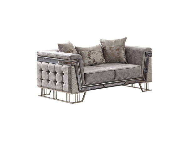 Munich Stationary Loveseat in Grey