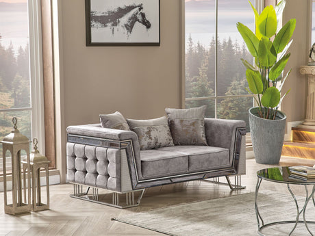 Munich 3-pieces (Sofa & Loveseat & Chair) Livingroom Set in Grey from Furnia - Luna Furniture