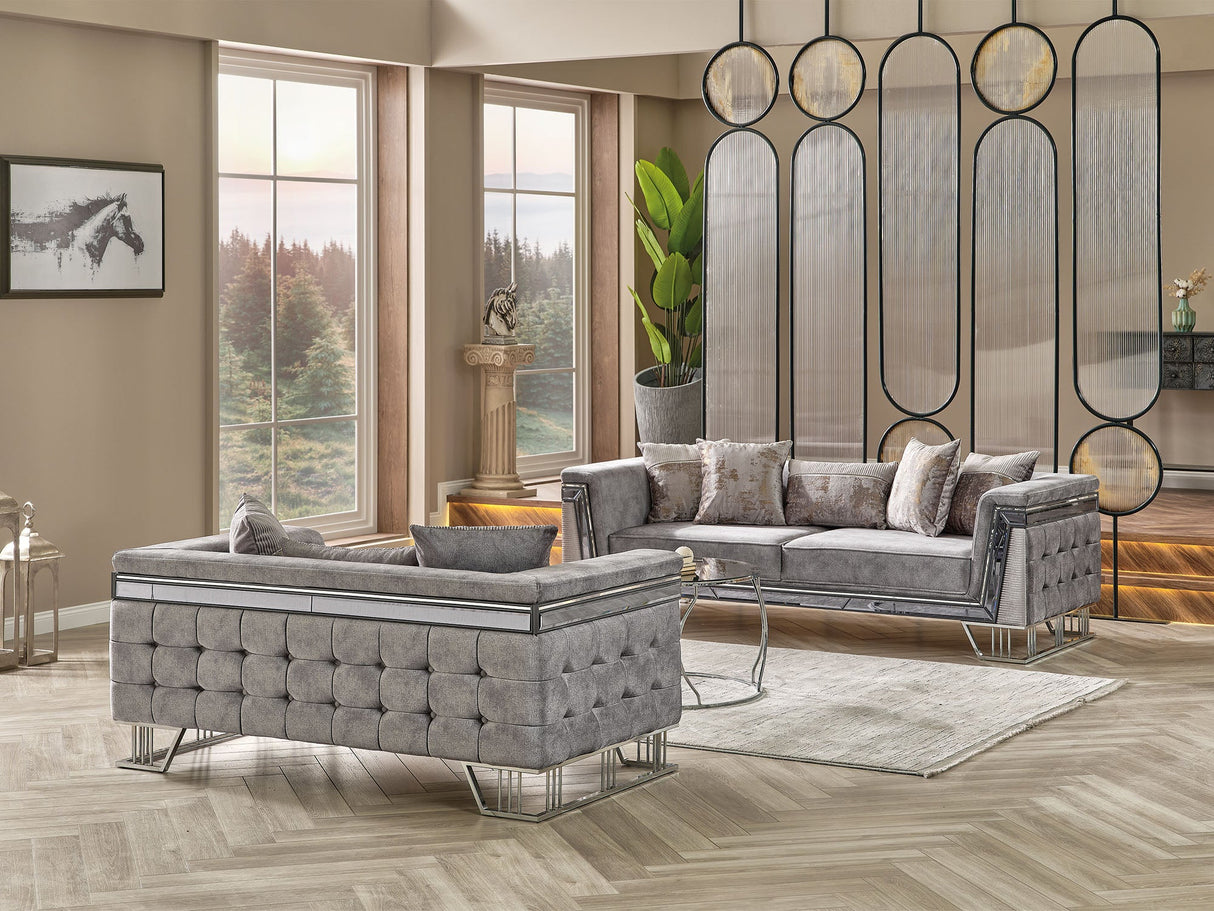 Munich Stationary Sofa in Grey from Furnia - Luna Furniture