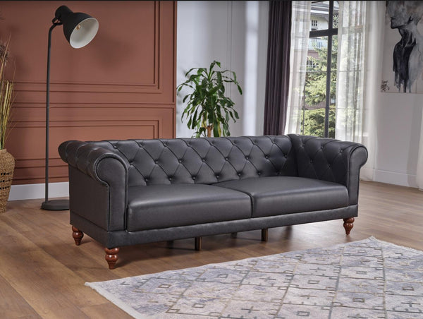 Muse Muse Grey PU 3-Seat Sleeper Sofa