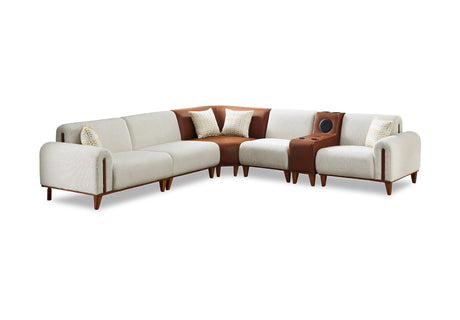 Mustang Modular Sectional Sofa in Cream from Furnia - Luna Furniture