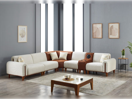 Mustang Modular Sectional Sofa in Cream from Furnia - Luna Furniture
