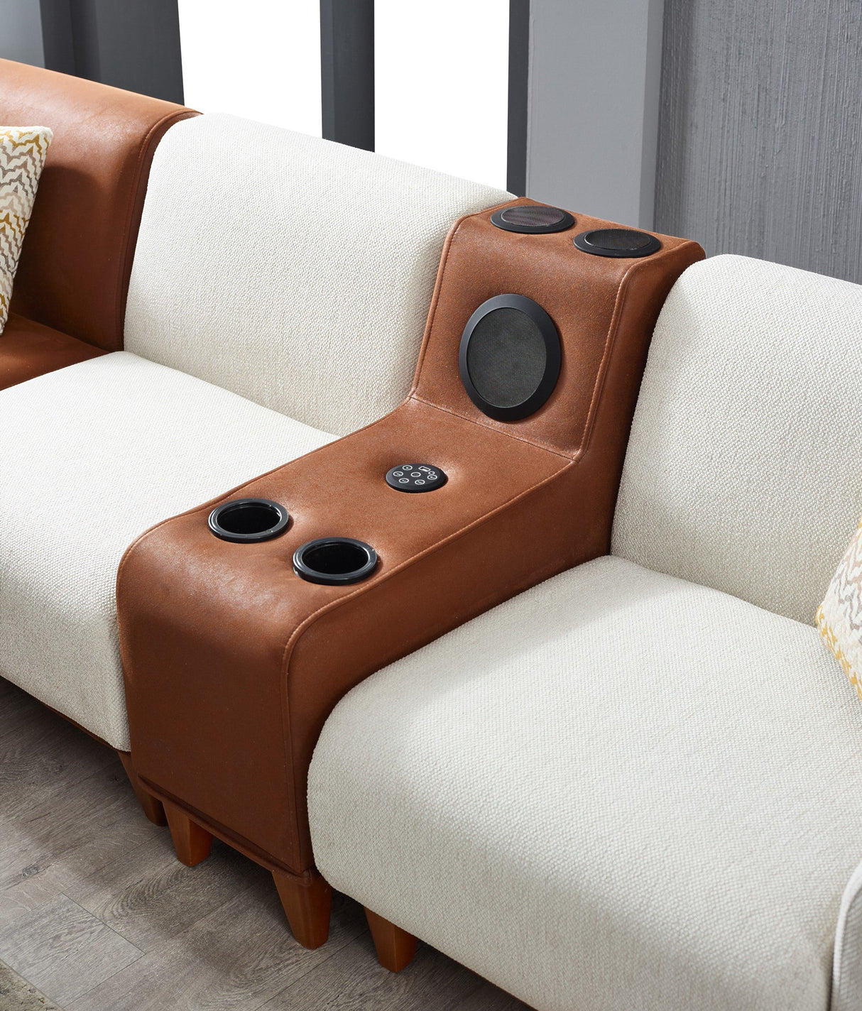 Mustang Modular Sectional Sofa in Cream from Furnia - Luna Furniture
