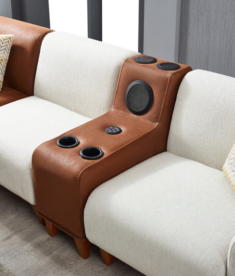 Mustang Modular Sectional Sofa in Cream from Furnia - Luna Furniture